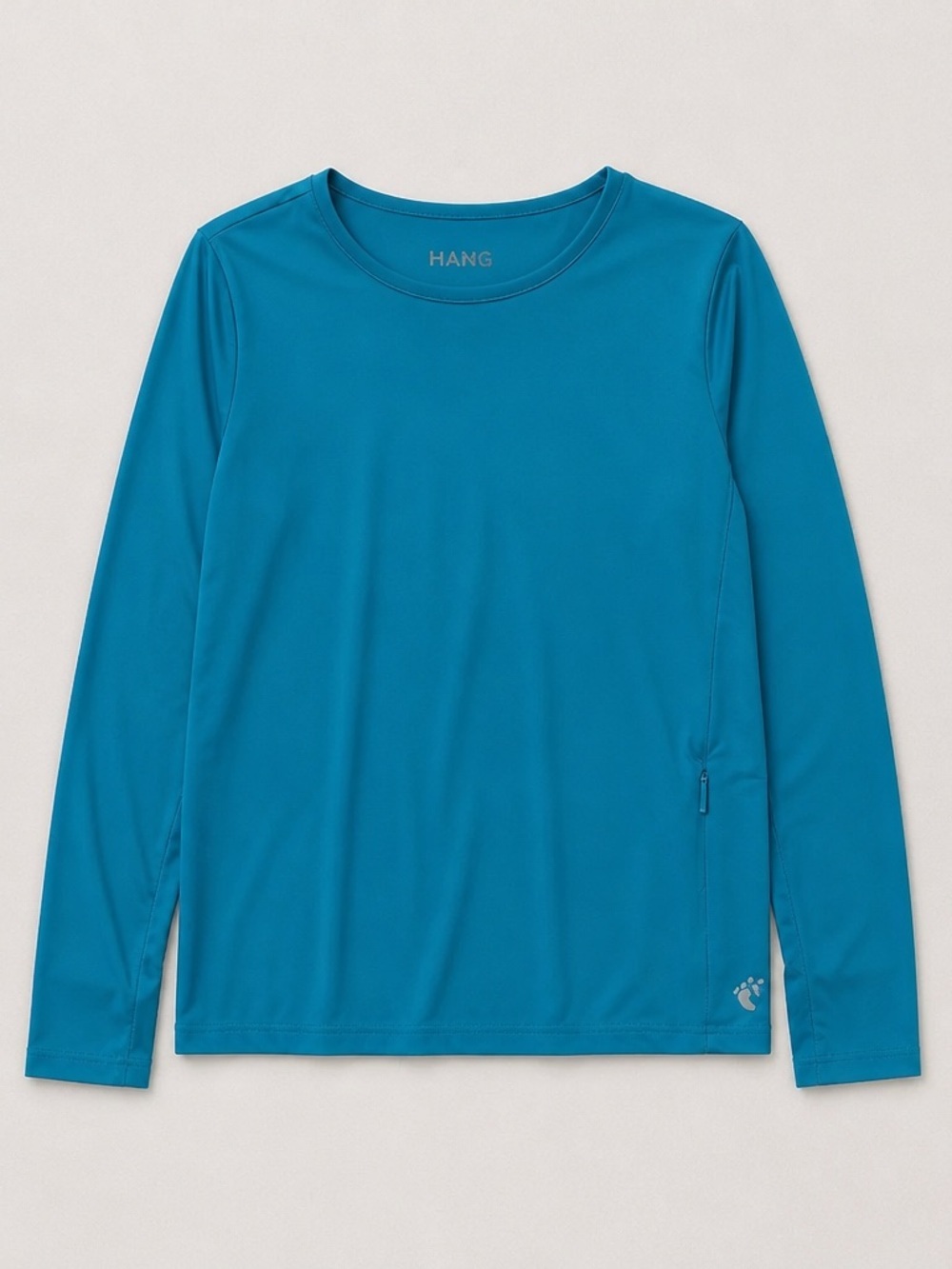 Hang Ten Long-Sleeve Crew Performance Shirt in Teal Blue